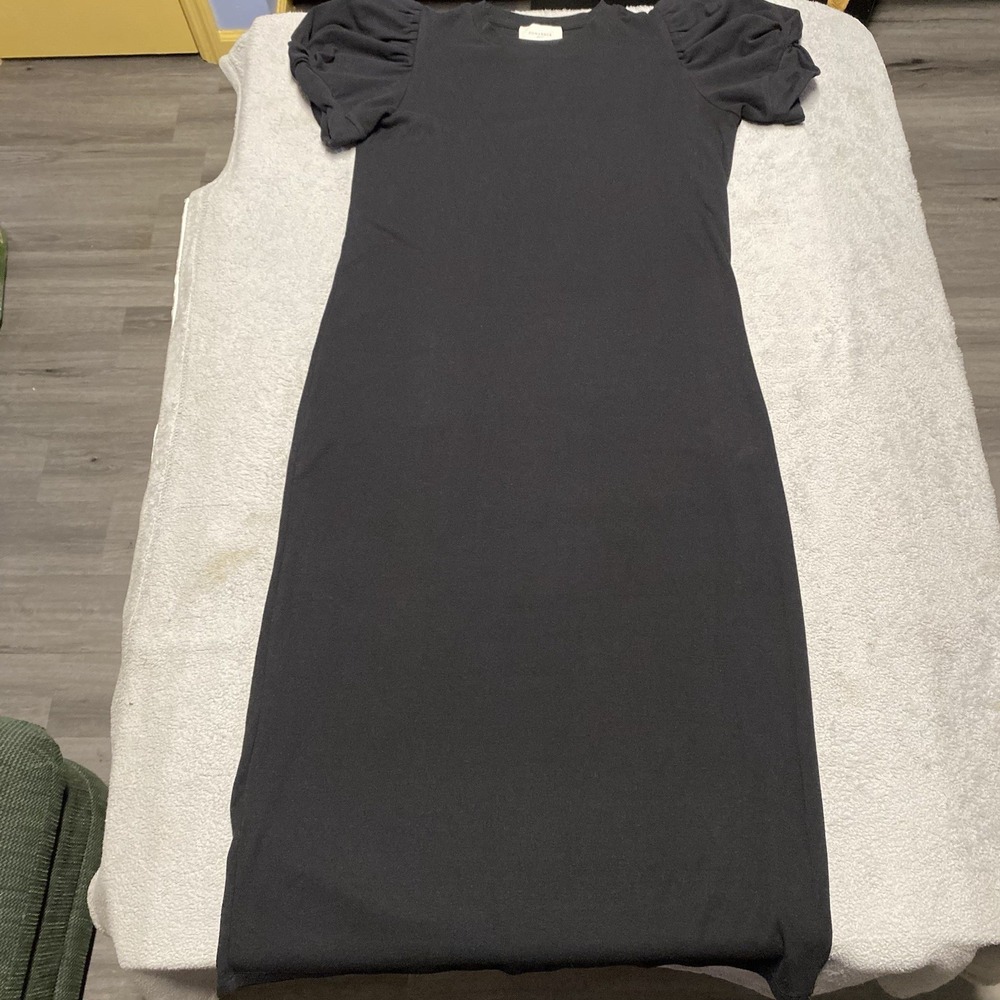 Pomander Place Black Puff Sleeve Mini Dress